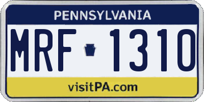 PA license plate MRF1310