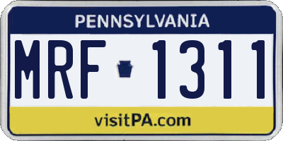 PA license plate MRF1311