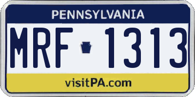 PA license plate MRF1313