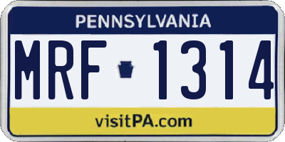 PA license plate MRF1314
