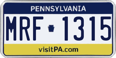 PA license plate MRF1315