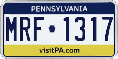 PA license plate MRF1317
