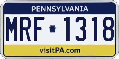 PA license plate MRF1318