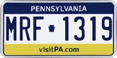 PA license plate MRF1319