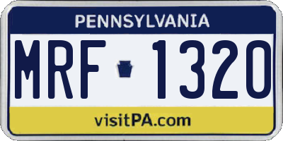PA license plate MRF1320
