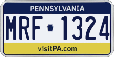 PA license plate MRF1324