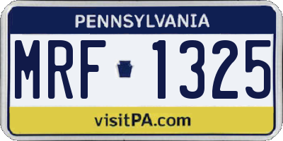 PA license plate MRF1325