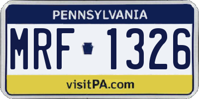 PA license plate MRF1326