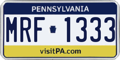 PA license plate MRF1333