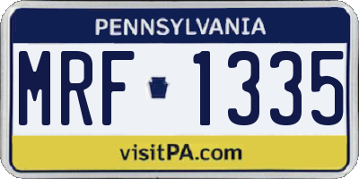 PA license plate MRF1335
