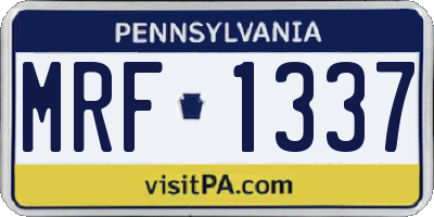PA license plate MRF1337