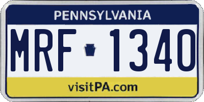 PA license plate MRF1340