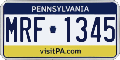 PA license plate MRF1345