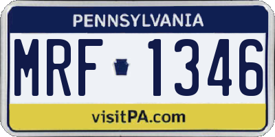 PA license plate MRF1346