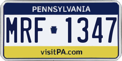 PA license plate MRF1347