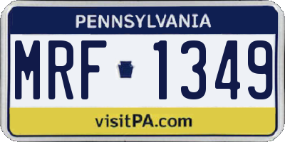 PA license plate MRF1349