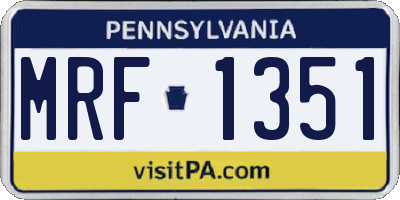 PA license plate MRF1351