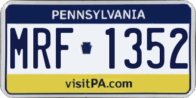 PA license plate MRF1352