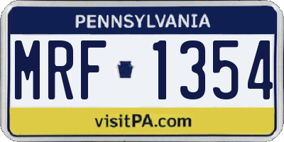 PA license plate MRF1354