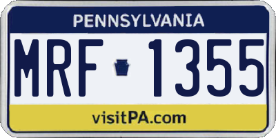 PA license plate MRF1355
