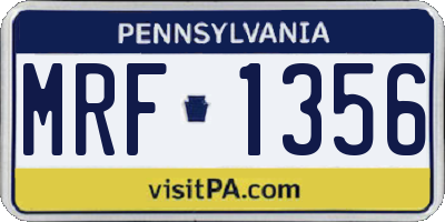 PA license plate MRF1356