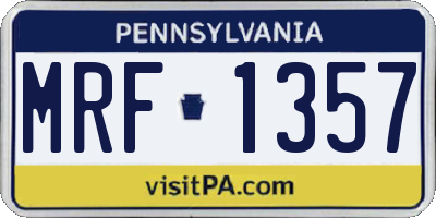 PA license plate MRF1357