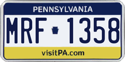 PA license plate MRF1358