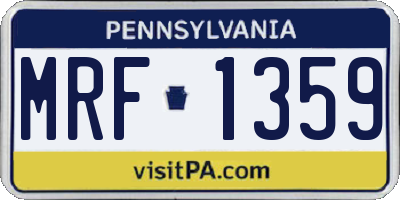 PA license plate MRF1359