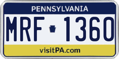 PA license plate MRF1360