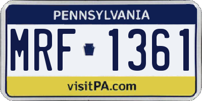 PA license plate MRF1361