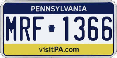 PA license plate MRF1366