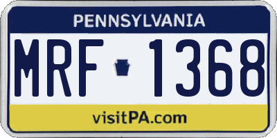 PA license plate MRF1368