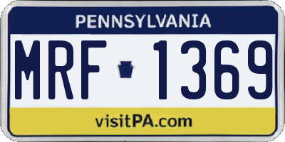 PA license plate MRF1369