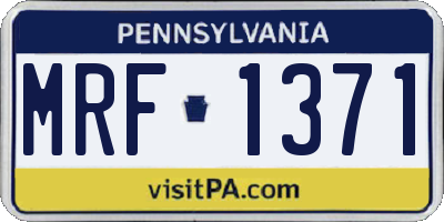 PA license plate MRF1371