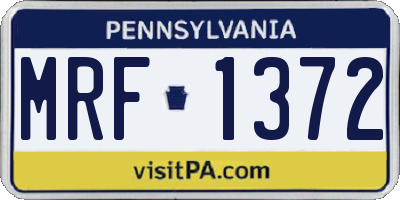 PA license plate MRF1372