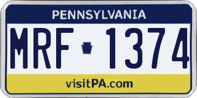 PA license plate MRF1374