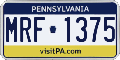 PA license plate MRF1375