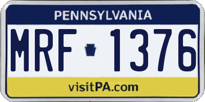 PA license plate MRF1376