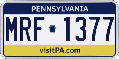 PA license plate MRF1377