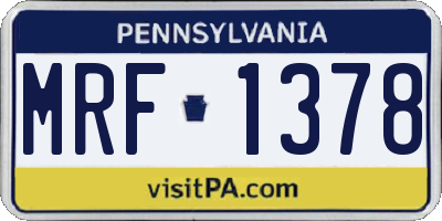PA license plate MRF1378