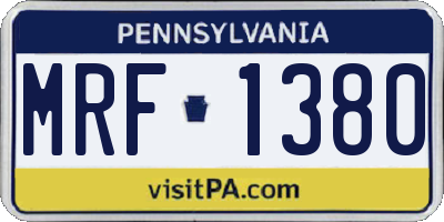 PA license plate MRF1380