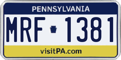 PA license plate MRF1381