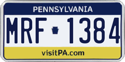 PA license plate MRF1384