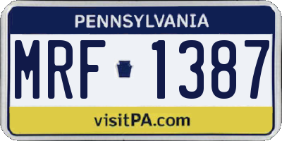 PA license plate MRF1387