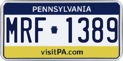 PA license plate MRF1389