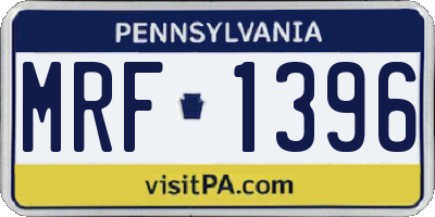 PA license plate MRF1396