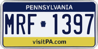 PA license plate MRF1397
