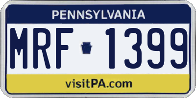 PA license plate MRF1399