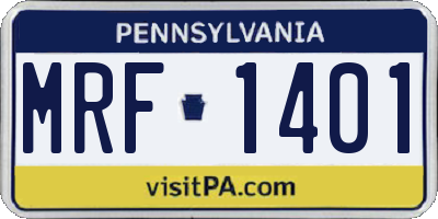 PA license plate MRF1401