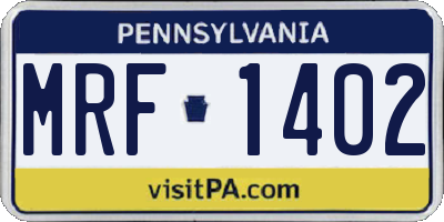 PA license plate MRF1402